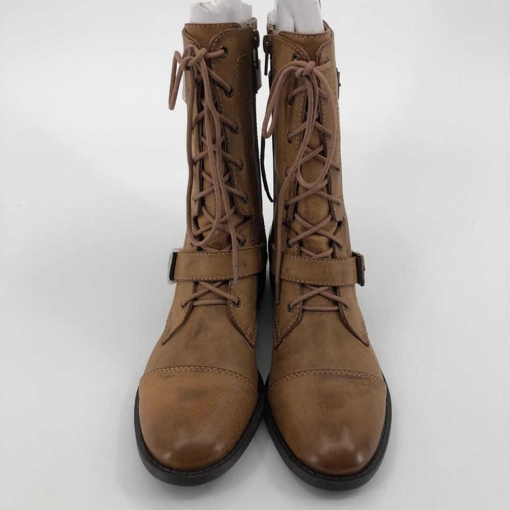 Sole Society Tan Synthetic Combat & Moto Boots | New Without Tags - Picture 2 of 7